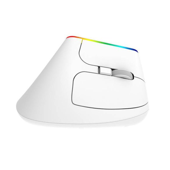 Vezeték nélküli függőleges egér Delux M618C 2.4G 1600DPI RGB (fehér)