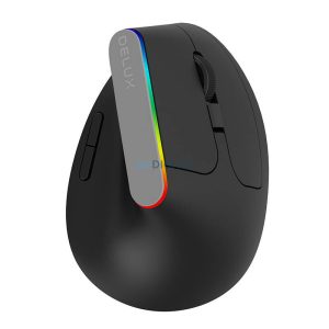 Vezeték nélküli függőleges egér Delux M618C 2.4G 1600DPI RGB (fekete)