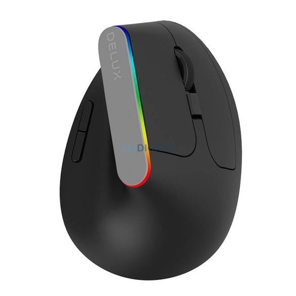 Vezeték nélküli függőleges egér Delux M618C 2.4G 1600DPI RGB (fekete)