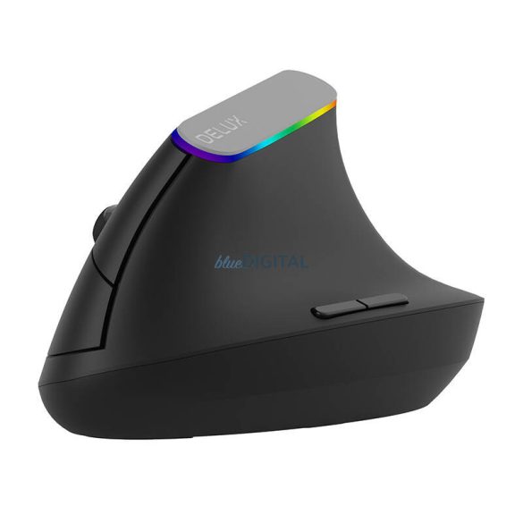 Vezeték nélküli függőleges egér Delux M618C 2.4G 1600DPI RGB (fekete)