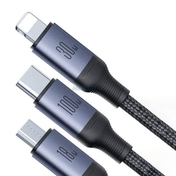 Joyroom SA21-2T3 Speedy USB-A/Type-C - Type-C/Lightning/microUSB kábel 100W 1.5m - fekete