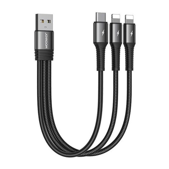 USB kábel Joyroom S-01530G10 3in1 USB-C / 2x Lightning 3.5A 0.15m (fekete)