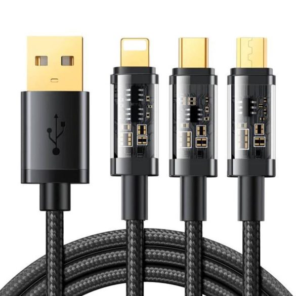 USB kábel Joyroom S-1T3015A5 3in1 USB-C / Lightning / Micro USB 3.5A 1.2m (fekete)