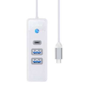 Orico Hub adapter USB-C és 2x USB 3.0 + USB-C, 5 Gbps, 0,15m (fehér)