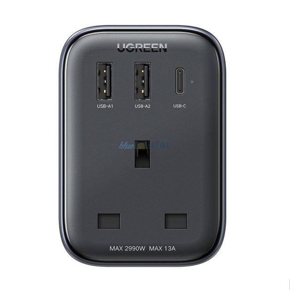 Utazási adapter UK EU-csatlakozóra UGREEN CD314 2xUSB-A, 1xUSB-C