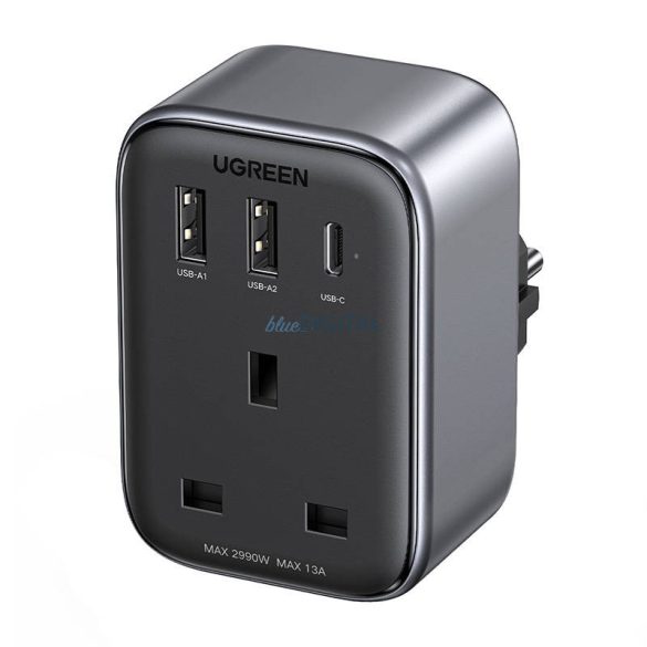 Utazási adapter UK EU-csatlakozóra UGREEN CD314 2xUSB-A, 1xUSB-C