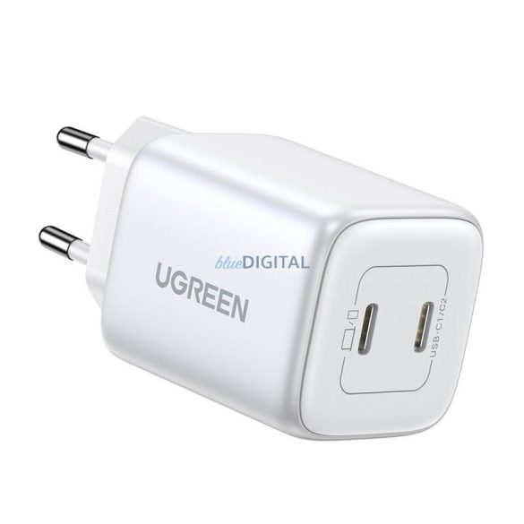 UGREEN Nexode 45W hálózati töltő, 2x USB-C, PD3.0, QC4.0, GaN (fehér)