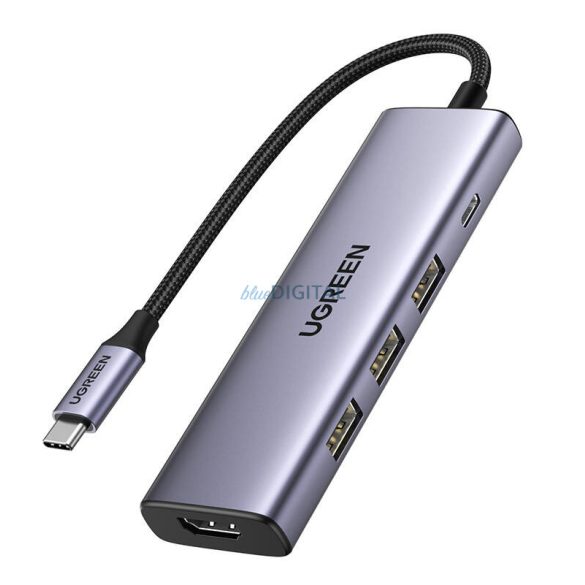 Ugreen Revodok CM511 dokkoló USB-C - 3x USB, HDMI, USB-C, HDMI 4K 30Hz, PD 100W (szürke)