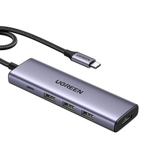 Ugreen CM511 5 az 1-ben dokkoló USB-C - USB-C PD / HDMI / 3x USB-A 3.0 - szürke