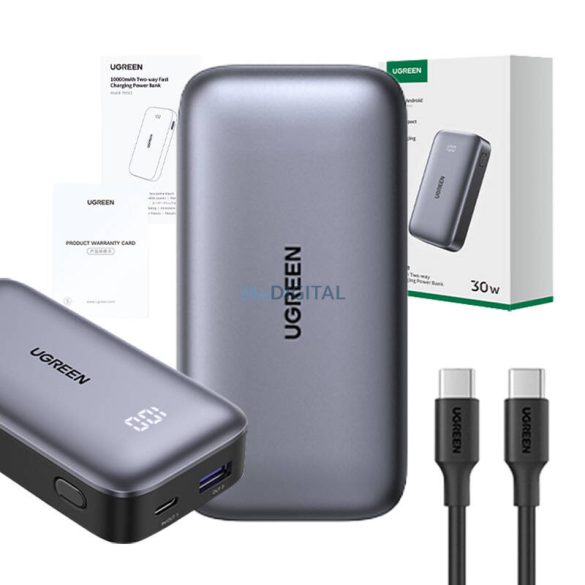 Ugreen Nexode PB502 powerbank 10000mAh USB + USB-C, 30W PD - fekete