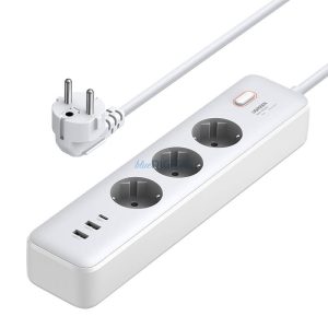 Ugreen CD286 hosszabbító kábel 3x AC 2x USB-A 1x USB-C 30W kapcsolóval - fehér