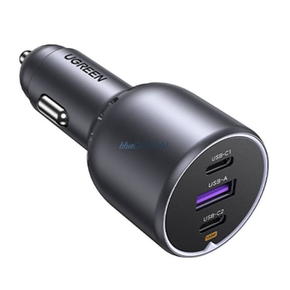 Ugreen EC705 autós töltő 1xUSB-A és 2xUSB-C csatlakozással 130W - fekete