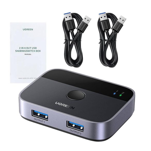 Ugreen CM757 2 az 1-ben adapter 2x USB-A 3.0 (bemenet) / 2x USB-A (kimenet) - szürke