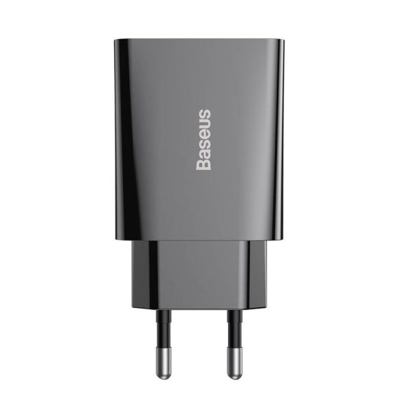 Baseus speed mini gyorstöltő, USB + USB-C, PD, 3A, 20 W (fekete)