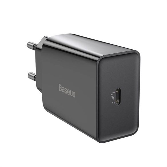 Baseus speed mini gyorstöltő, USB + USB-C, PD, 3A, 20 W (fekete)