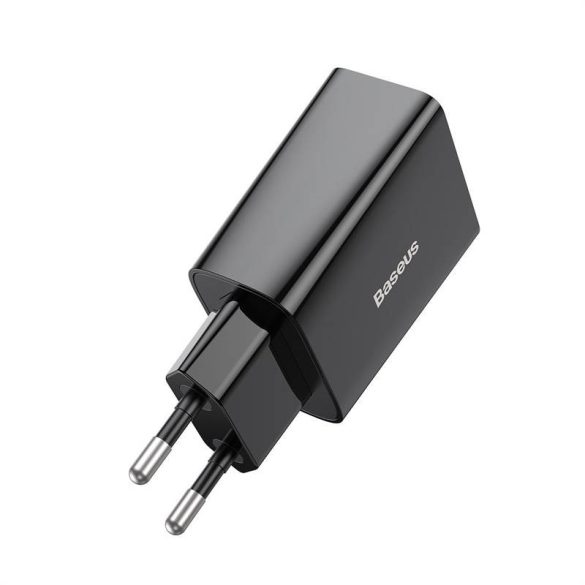 Baseus speed mini gyorstöltő, USB + USB-C, PD, 3A, 20 W (fekete)