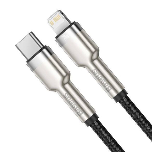 USB-C kábel a Lightning Baseus Cafule-hez, PD, 20 W, 0,25 m (fekete)