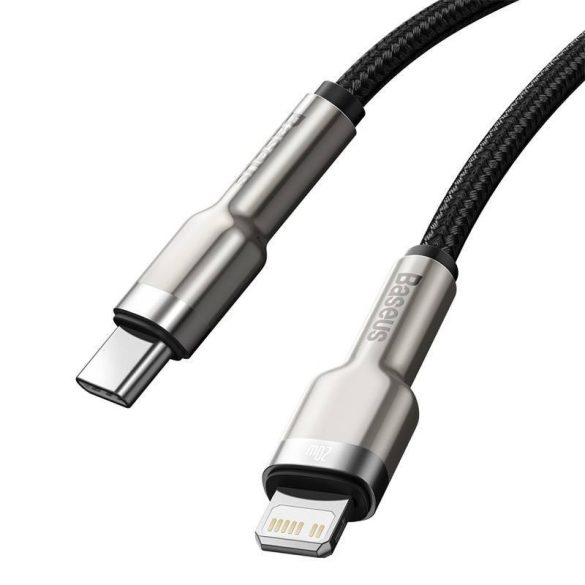 USB-C kábel a Lightning Baseus Cafule-hez, PD, 20 W, 0,25 m (fekete)