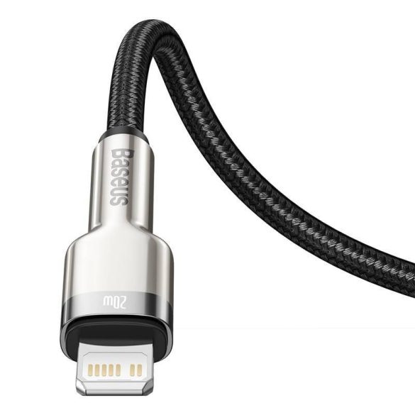 USB-C kábel a Lightning Baseus Cafule-hez, PD, 20 W, 0,25 m (fekete)