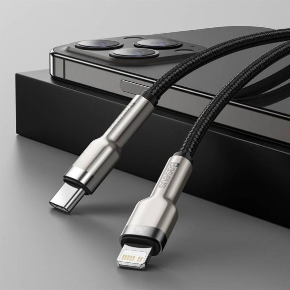 USB-C kábel a Lightning Baseus Cafule-hez, PD, 20 W, 1 m (fekete)