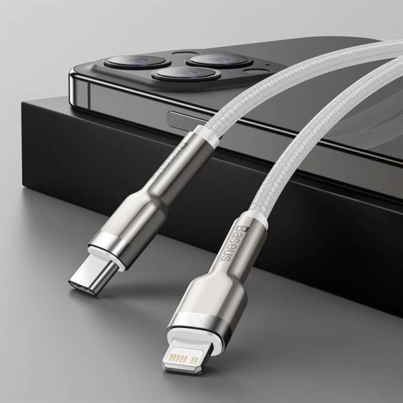 USB-C kábel a Lightning Baseus Cafule-hez, PD, 20 W, 1 m (fehér)