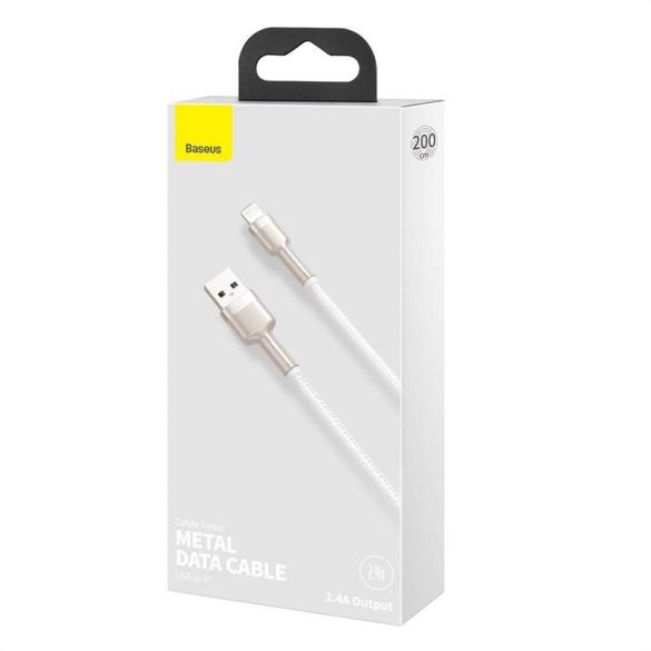 USB-kábel a Lightning Baseus Cafule-hez, 2,4A, 2m (fehér)