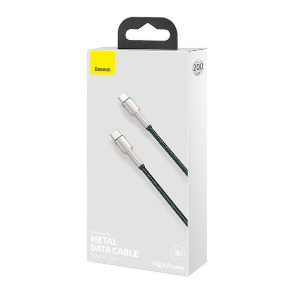 Baseus Cafule USB-C – USB-C kábel, 100 W, 2 m (zöld)