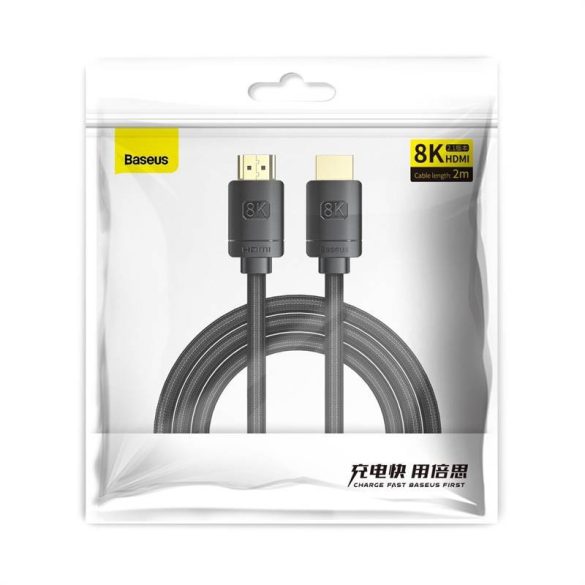 Baseus High Definition Series HDMI 2.1 kábel, 8K 60Hz, 3D, HDR, 48Gbps, 2m (fekete)