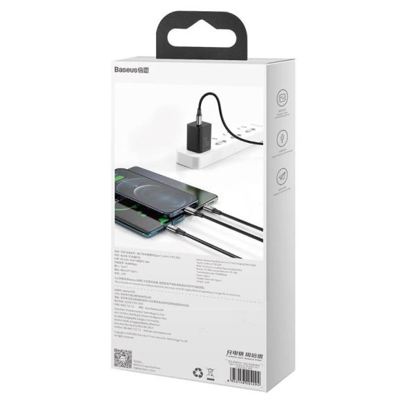 Baseus Rapid Series USB-C 3 az 1-ben kábel, mikro USB / Lightning / USB-C, 20 W, 1,5 m (fekete)