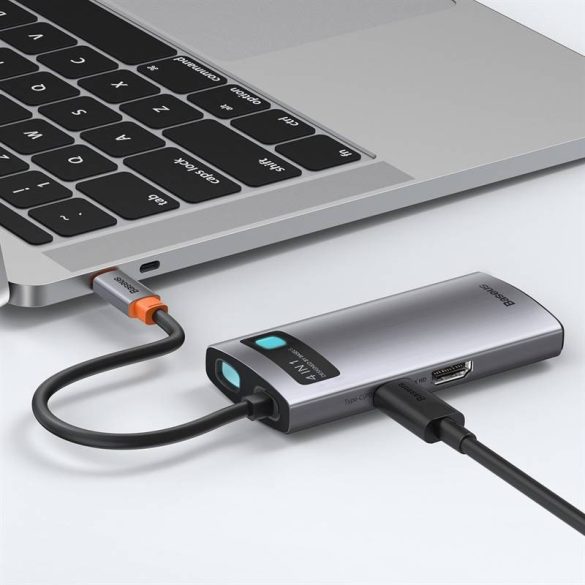 Baseus Metal Gleam sorozat 4 az 1-ben hub, USB-C - USB 3.0 + USB 2.0 + HDMI + USB-C PD