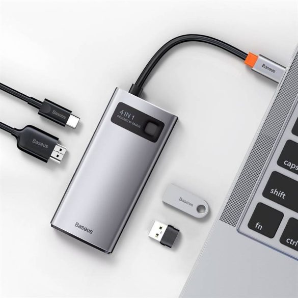 Baseus Metal Gleam sorozat 4 az 1-ben hub, USB-C - USB 3.0 + USB 2.0 + HDMI + USB-C PD