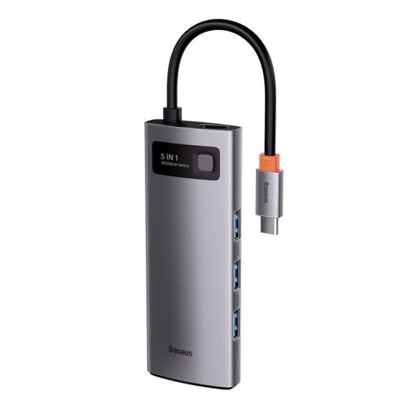 Baseus Metal Gleam Series 5 az 1-ben hub, USB-C - 3x USB 3.0 + HDMI + USB-C PD