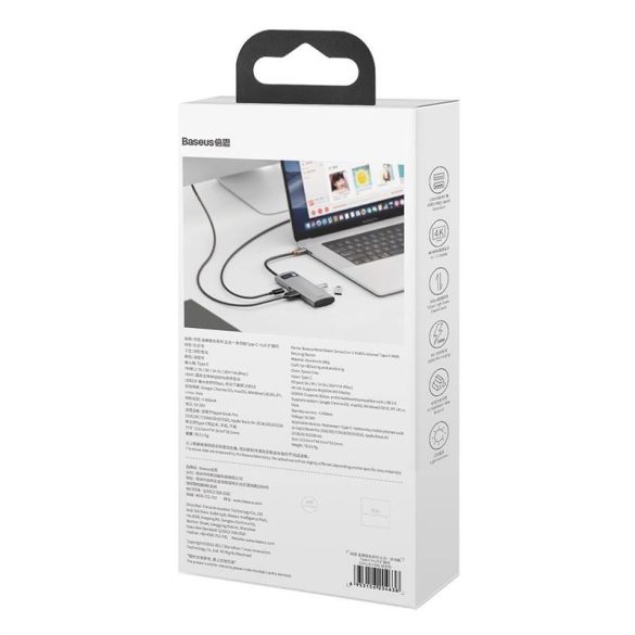 Baseus Metal Gleam Series 5 az 1-ben hub, USB-C - 3x USB 3.0 + HDMI + USB-C PD