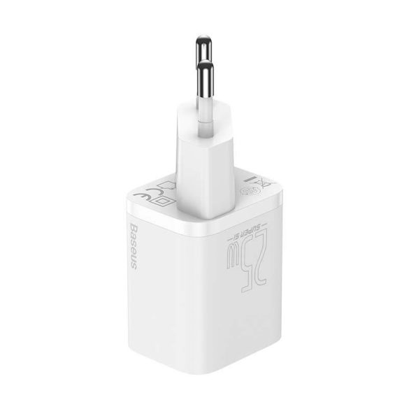 Baseus Super Si gyorstöltő 1C 25W adapter USB-C-USB-C 1 m-es kábellel (fehér)