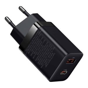 Baseus Super Si Pro gyorstöltő USB + USB-C 30W (fekete)