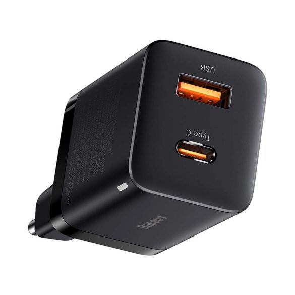 Baseus Super Si Pro gyorstöltő USB + USB-C 30W (fekete)