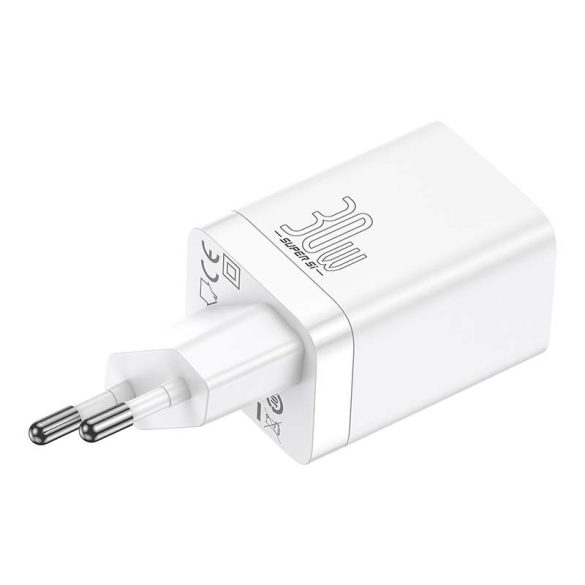 Baseus Super Si Pro gyorstöltő USB + USB-C 30W (fehér)