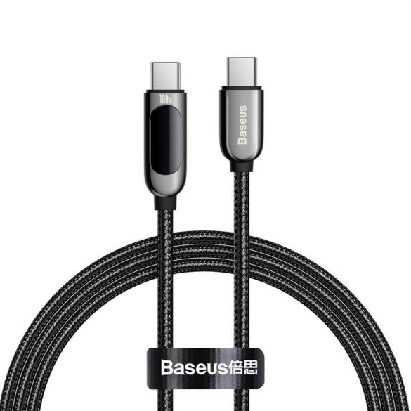 USB-C – USB-C Baseus kijelzőkábel, tápellátás, 100 W, 1 m (fekete)