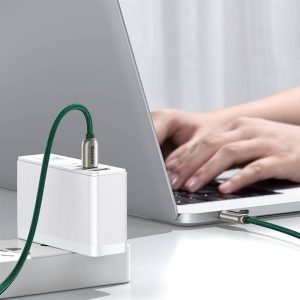 USB-C – USB-C Baseus kijelzőkábel, tápellátás, 100 W, 1 m (zöld)