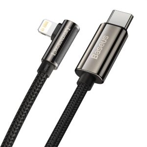 Baseus Legend Series USB-C és Lightning derékszögű kábel, PD, 20 W, 1 m (fekete)