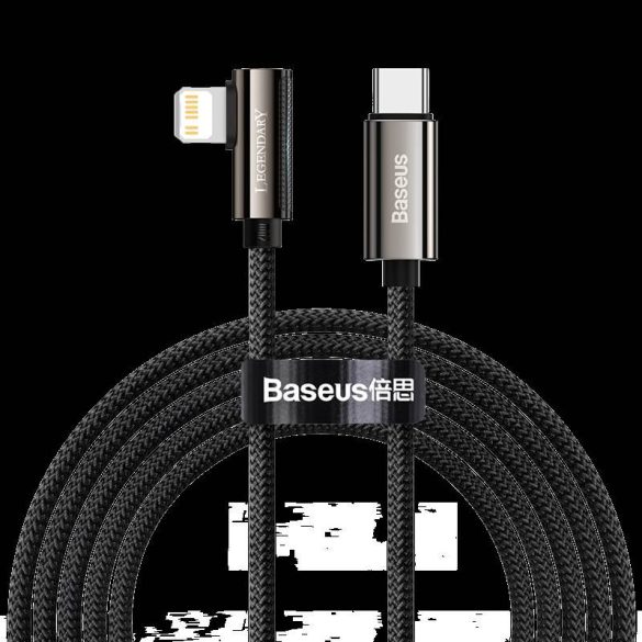 Baseus Legend Series USB-C és Lightning derékszögű kábel, PD, 20 W, 1 m (fekete)