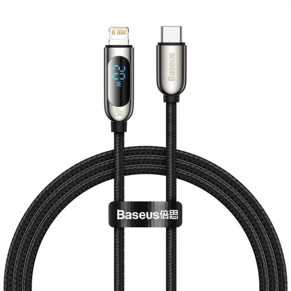 USB-C-Lightning Baseus kijelzőkábel, PD, 20 W, 1 m (fekete)