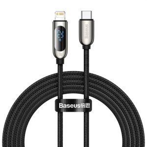 USB-C-Lightning Baseus kijelzőkábel, PD, 20 W, 2 m (fekete)