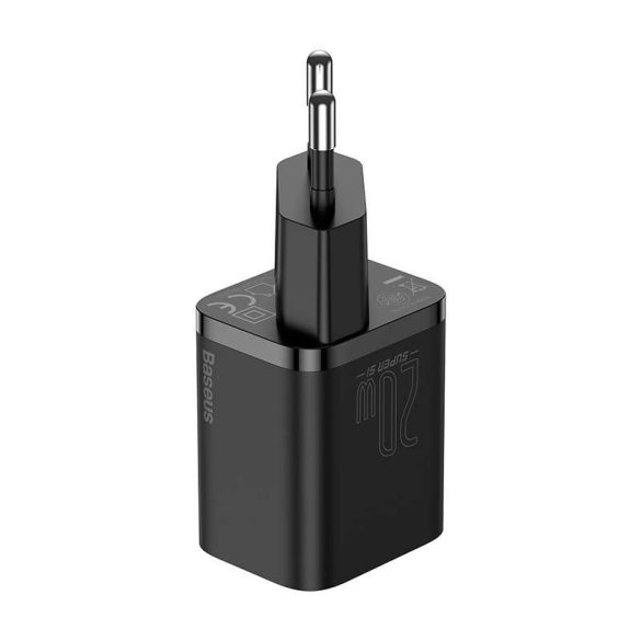 Baseus Super Si gyorstöltő 1C 20W adapter1 m-es USB-C-Lightning kábellel (fekete)