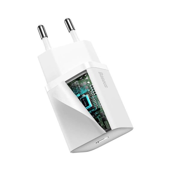 Baseus Super Si gyorstöltő 1C 20W adapter 1 m-es USB-C-Lightning kábellel (fehér)