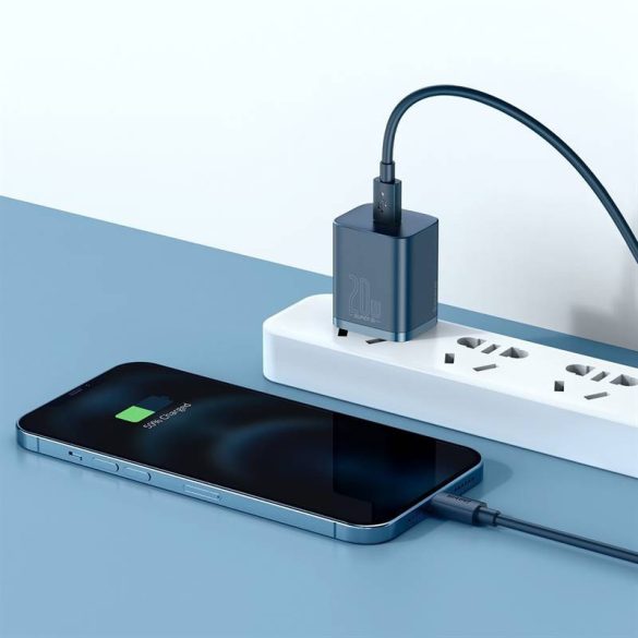 Baseus Super Si Quick Charger 1C 20W fali töltő 1 m-es USB-C-villámkábellel (kék)