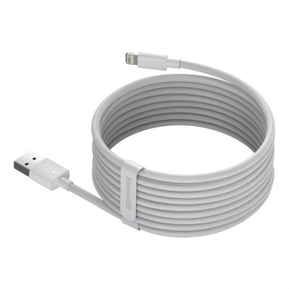 USB kábel Lightning Baseus Simple Wisdomhoz, 2.4A, 1.5m (fehér) 2db.