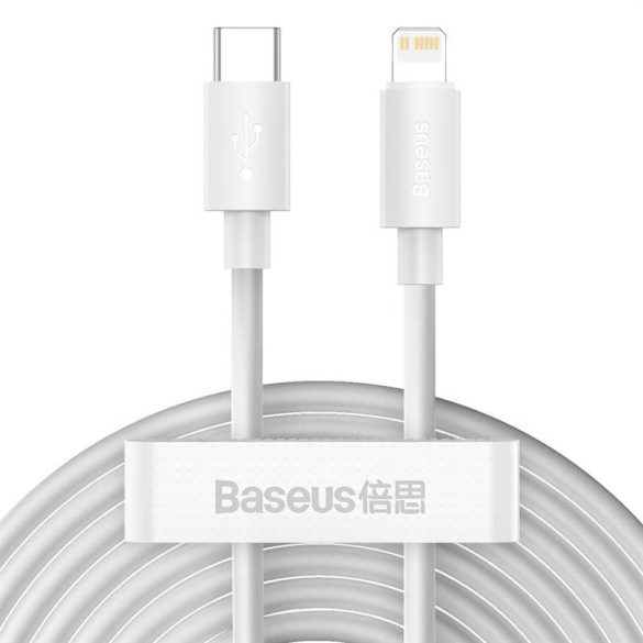 USB-C kábel Lightning Baseus Simple Wisdomhoz, PD, 20W, 1,5m (fehér) 2 db.