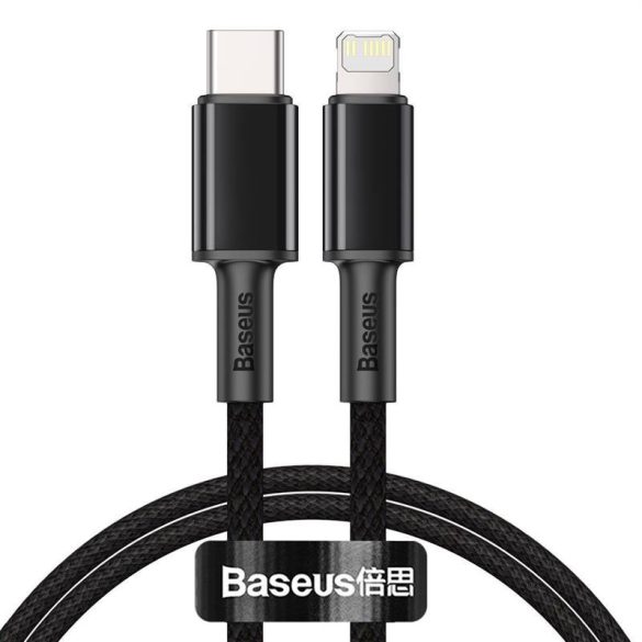 USB-C és Lightning Baseus nagy sűrűségű fonott kábel, 20 W, 5 A, PD, 2 m (fekete)