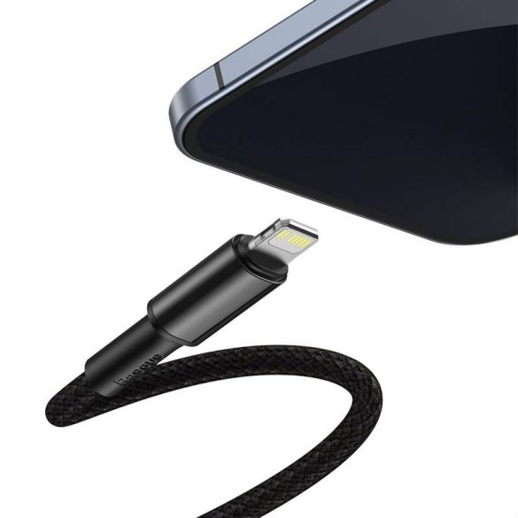 USB-C és Lightning Baseus nagy sűrűségű fonott kábel, 20 W, 5 A, PD, 2 m (fekete)